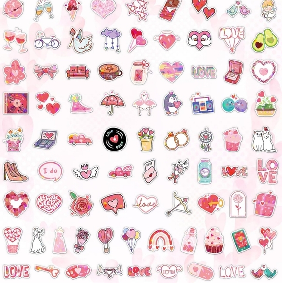 100 pc Valentine's Day Love Sticker Set - Picture 2 of 2